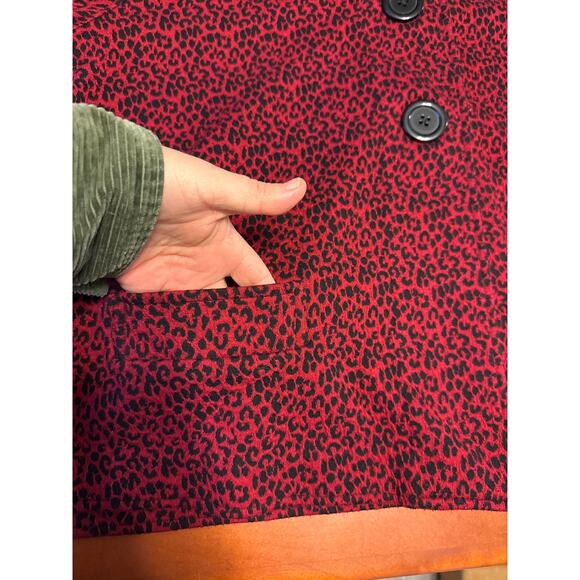 Kim Rogers Red Black Animal Print Swing Jacket Lace Trim • Size 3X-Oversized L - Picture 5 of 7